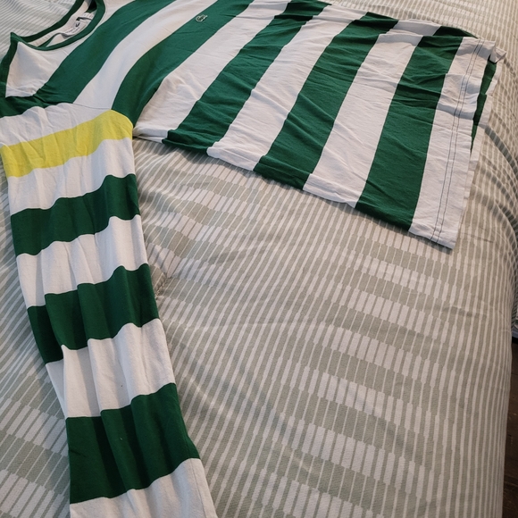 Lacoste Green and White Striped Long Sleeve Tee - Picture 2 of 4